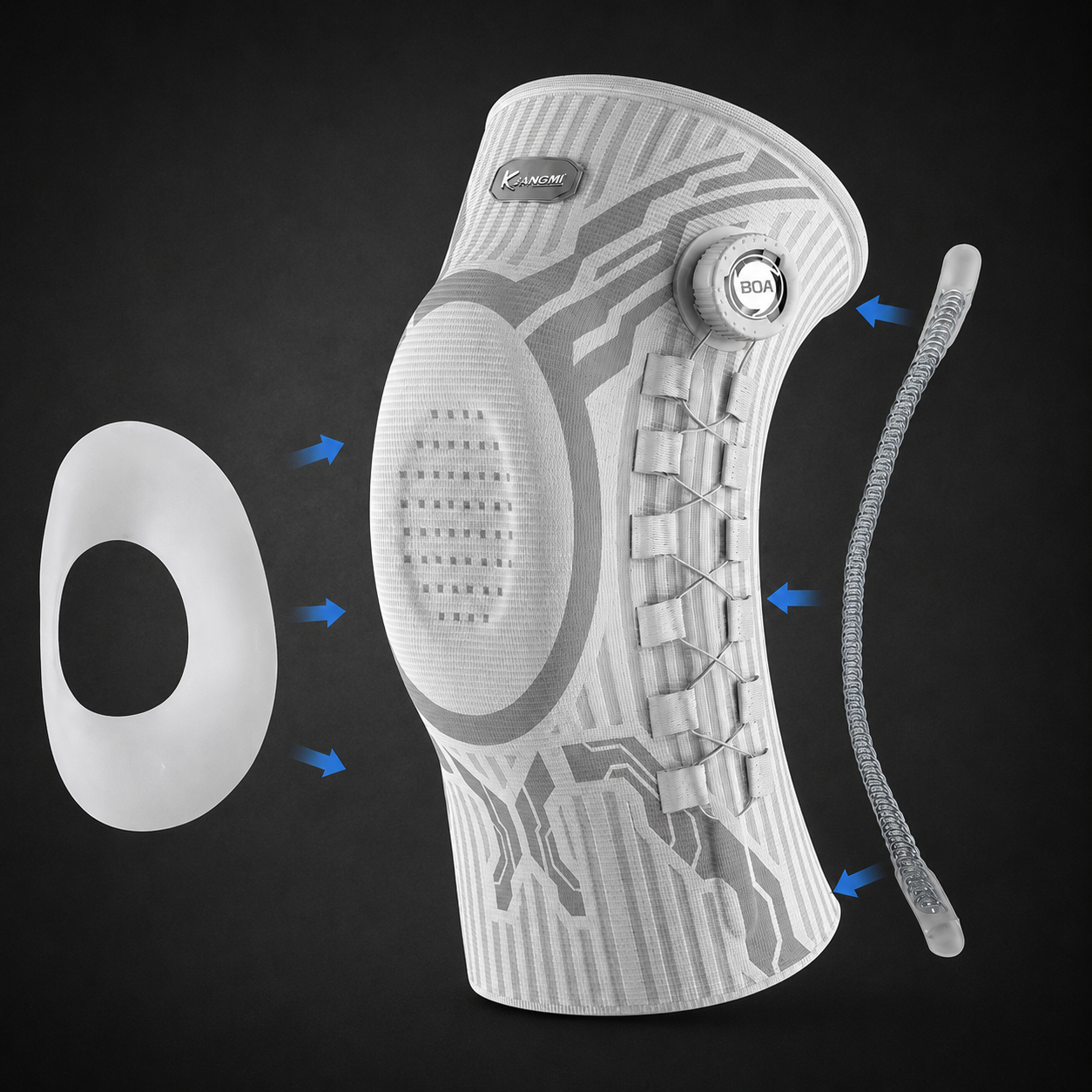 Orthopedra Flex 2.0 genunchiera sportiva - vedere de ansamblu, alb si negru